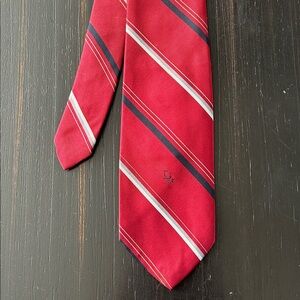 Christian Dior Silk Necktie – Burgundy, Grey & Black Stripes